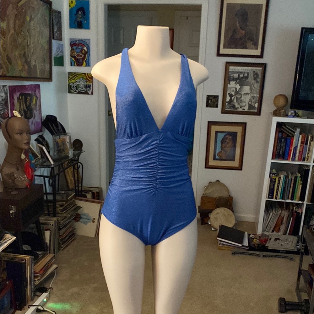 Shade & Shore Blue Metallic One Piece Swimsuit